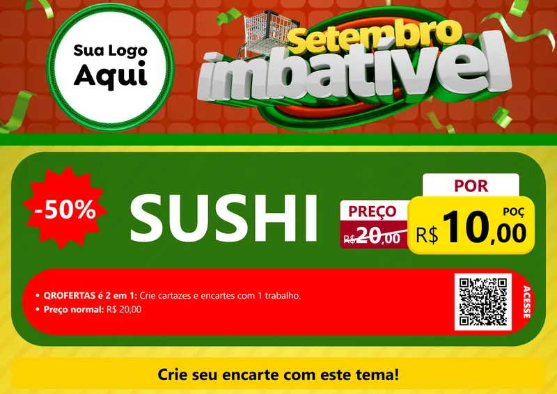 Modelo de Cartaz para Cartaz A4 Horizontal com o tema Setembro Imbatível para Comida japonesa
