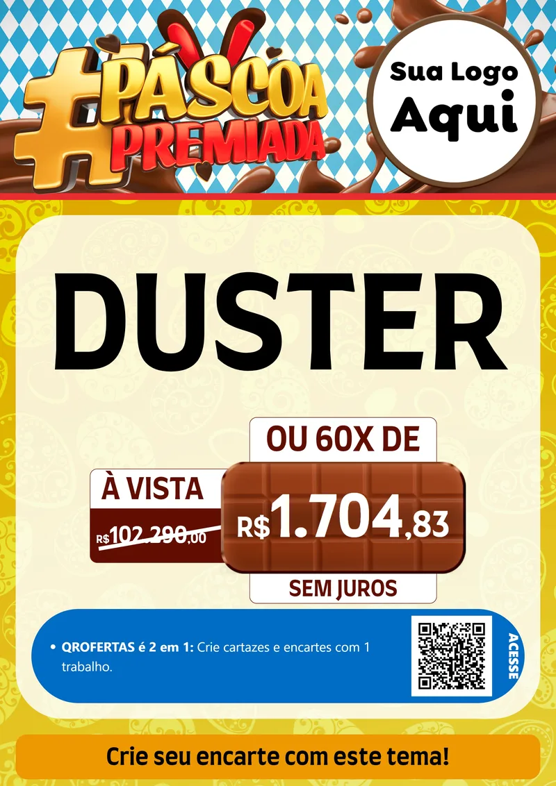 Modelo de Cartaz para Cartaz A4 Vertical com o tema Páscoa Premiada para Concessionaria de Carros