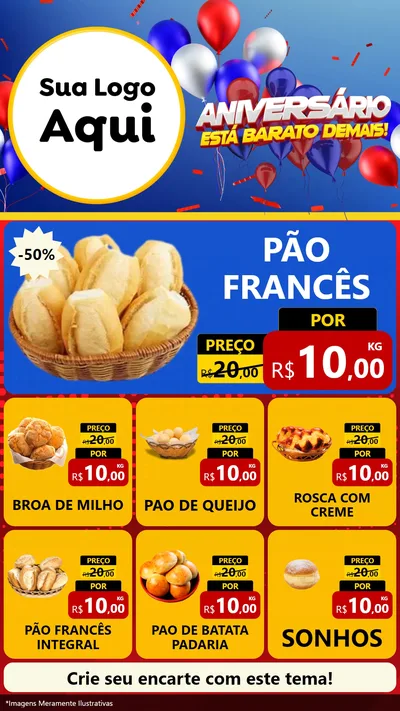Modelo de Rede Social para Stories com o tema Aniversário para Padaria