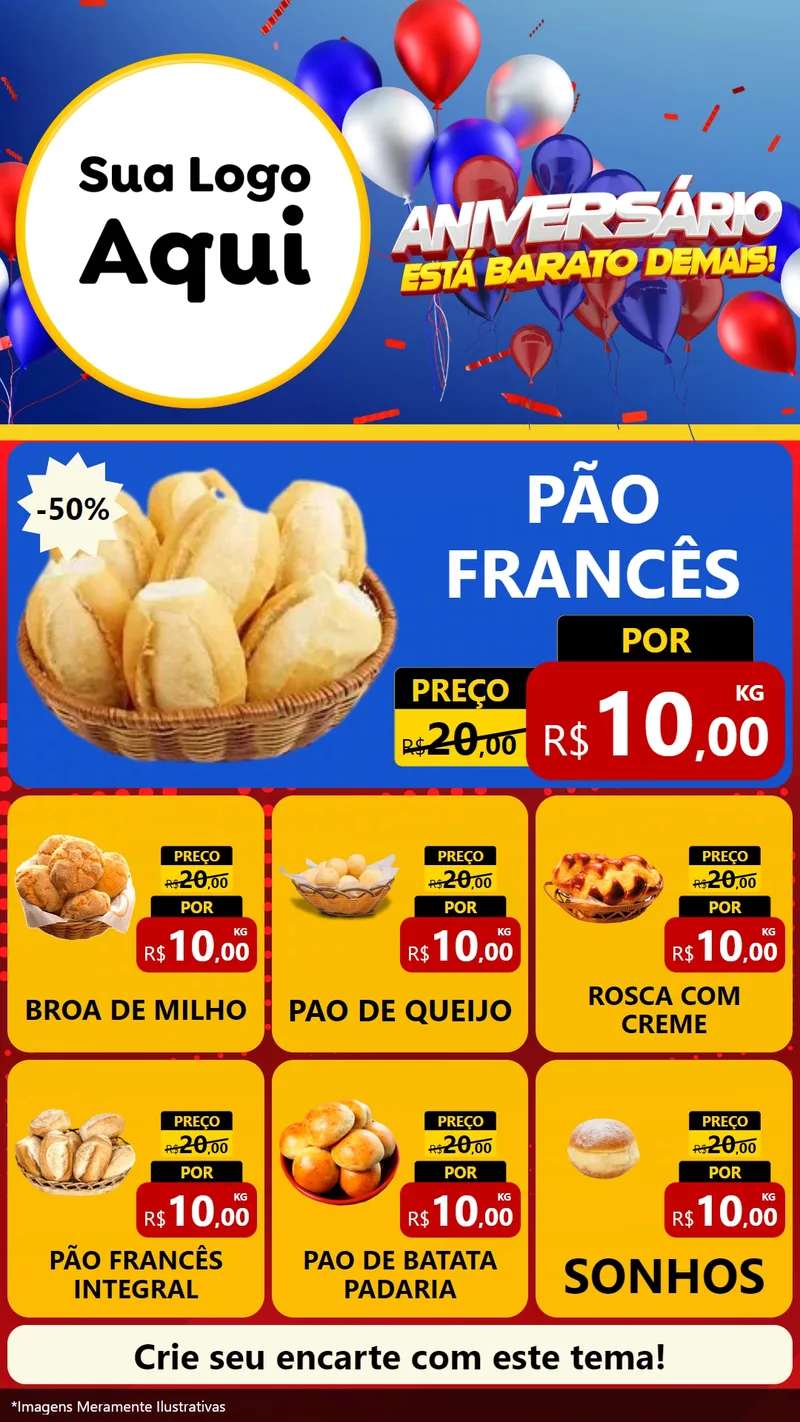 Modelo de Rede Social para Stories com o tema Aniversário para Padaria