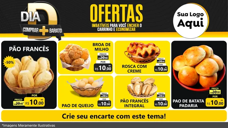 Modelo de TV para TV Horizontal com o tema Dia D Mais Economia para Padaria