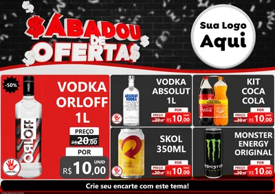 Modelo de Encarte para Encarte A4 Horizontal com o tema Sabadou de Ofertas para Distribuidora de bebidas