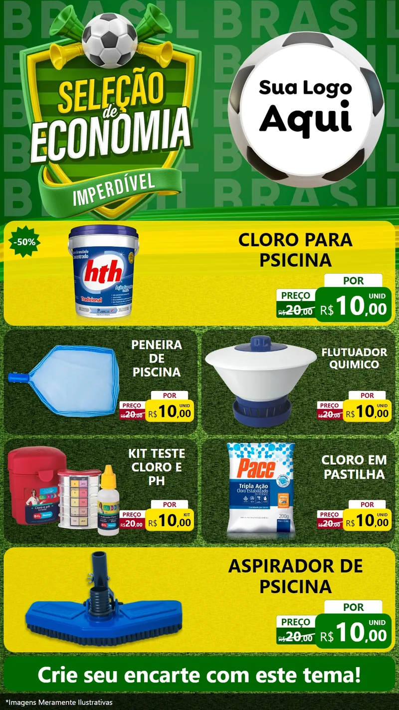 Modelo de TV para TV Vertical com o tema Seleção de Economia - Copa para Produtos para Piscina