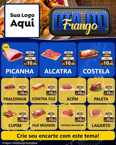Modelo de Rede Social para Feed Instagram com o tema Dia do Frango para Açougue
