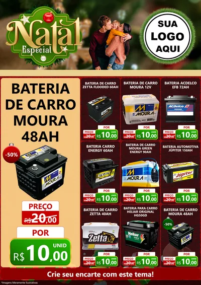 Modelo de Encarte para Encarte A4 Vertical com o tema Natal Especial para Baterias Elétricas