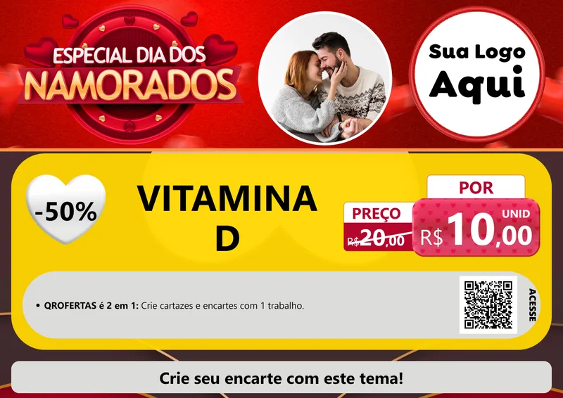 Modelo de Cartaz para Cartaz A4 Horizontal com o tema Especial Dia Dos Namorados para Farmácia