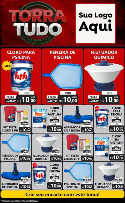 Modelo de Encarte para Encarte Grande com o tema Torra Tudo para Produtos para Piscina