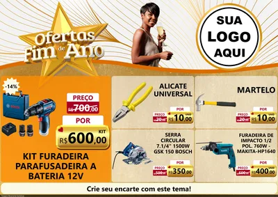 Modelo de Encarte para Encarte A4 Horizontal com o tema Ofertas Fim de Ano para Maquinas e Ferramentas