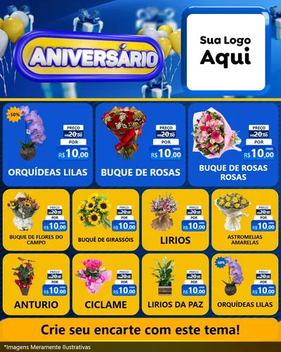 Modelo de Rede Social para Feed Instagram com o tema Aniversário para Floricultura e jardim