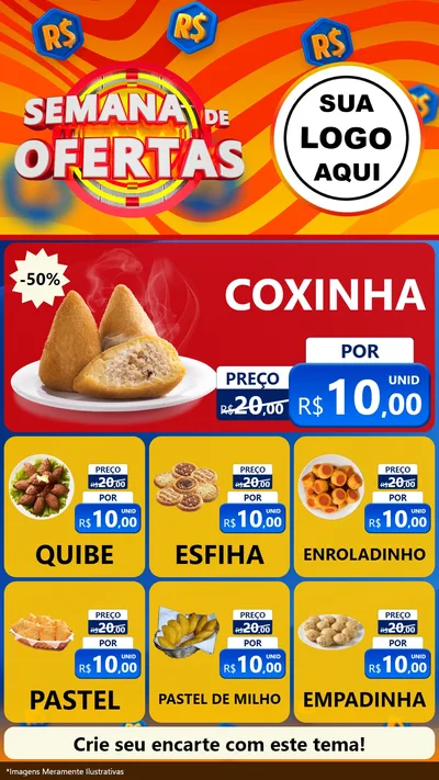 Modelo de Rede Social para Stories com o tema Semana de Ofertas para Salgadaria