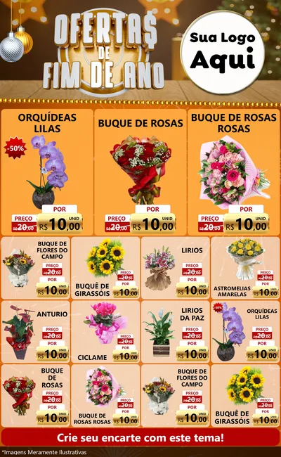 Modelo de Encarte para Encarte Grande com o tema Ofertas de Fim de Ano para Floricultura e jardim