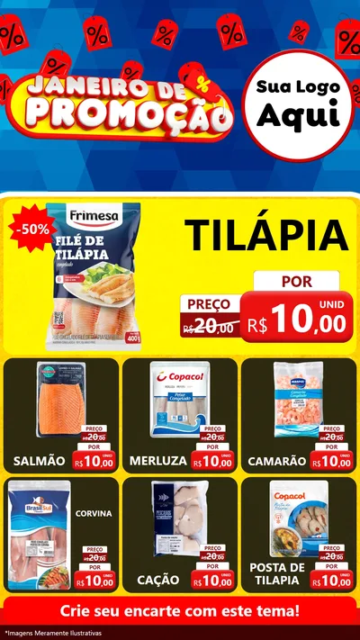 Modelo de Rede Social para Stories com o tema Janeiro de Promoção para Peixaria
