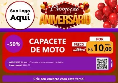 Modelo de Cartaz para Cartaz A4 Horizontal com o tema Promoção de Aniversário para Moto peças