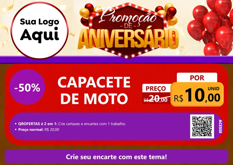 Modelo de Cartaz para Cartaz A4 Horizontal com o tema Promoção de Aniversário para Moto peças
