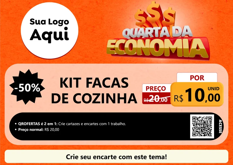 Modelo de Cartaz para Cartaz A4 Horizontal com o tema Quarta da Economia para Utilidades Domésticas