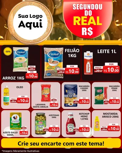 Modelo de Rede Social para Feed Instagram com o tema Segundou do Real para Supermercado