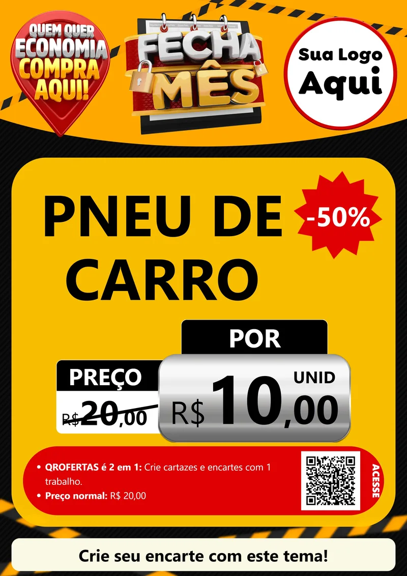 Modelo de Cartaz para Cartaz A4 Vertical com o tema Fecha Mês para Auto peças