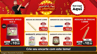 Modelo de TV para TV Horizontal com o tema Março de Ofertas! para Armarinho e Aviamentos