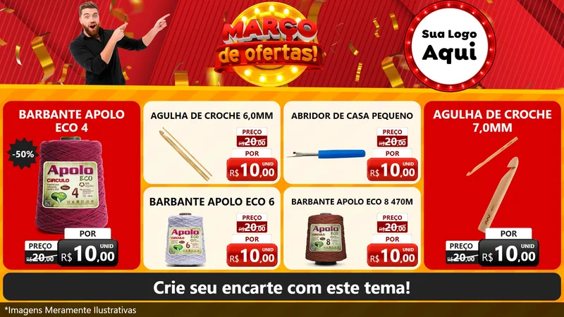 Modelo de TV para TV Horizontal com o tema Março de Ofertas! para Armarinho e Aviamentos