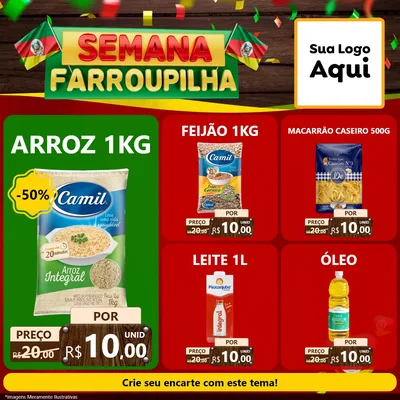 Modelo de Rede Social para Feed Facebook com o tema Semana Farroupilha para Supermercado