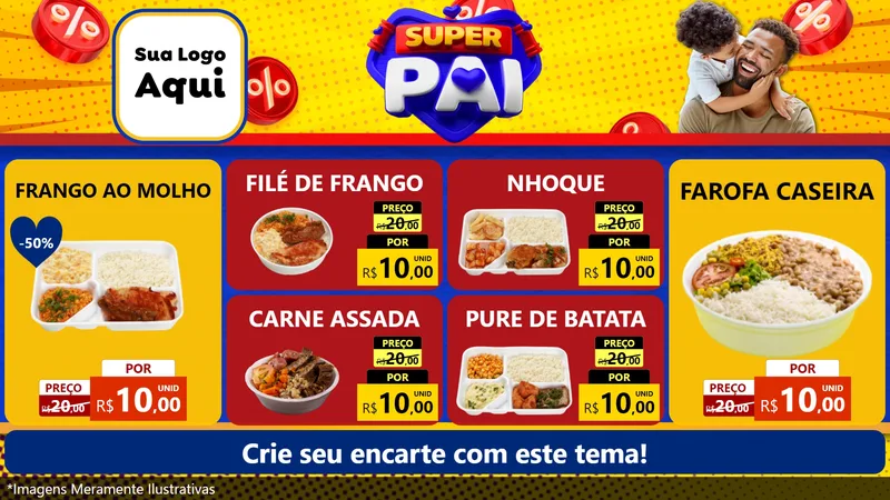 Modelo de TV para TV Horizontal com o tema Super Pai para Restaurante