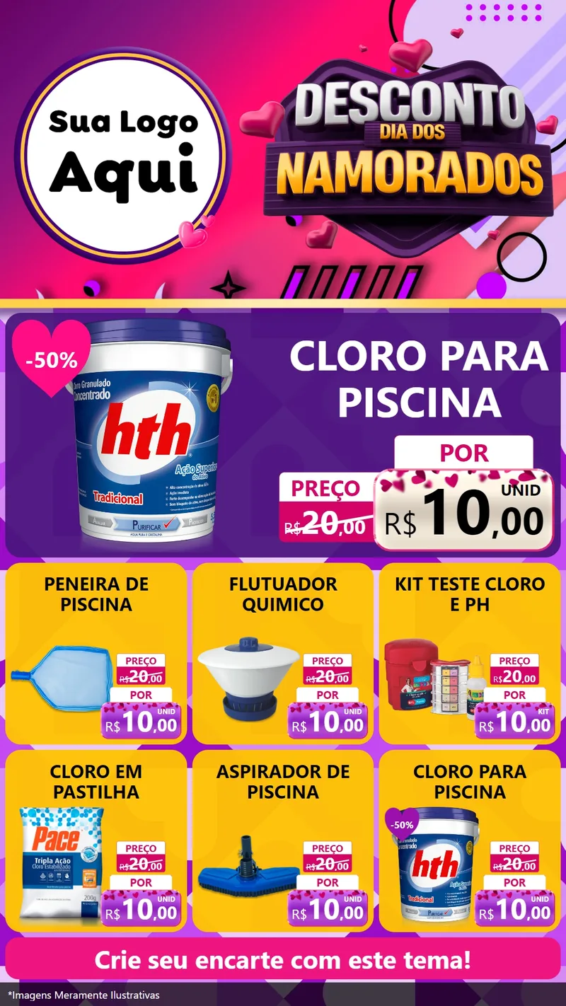 Modelo de Rede Social para Stories com o tema Desconto Dia dos Namorados para Produtos para Piscina