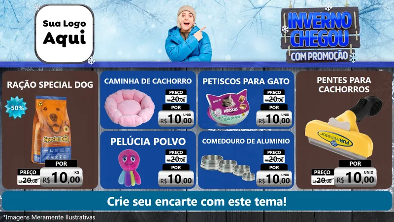 Modelo de TV para TV Horizontal com o tema Inverno Chegou Com Promoção para Pet Shop