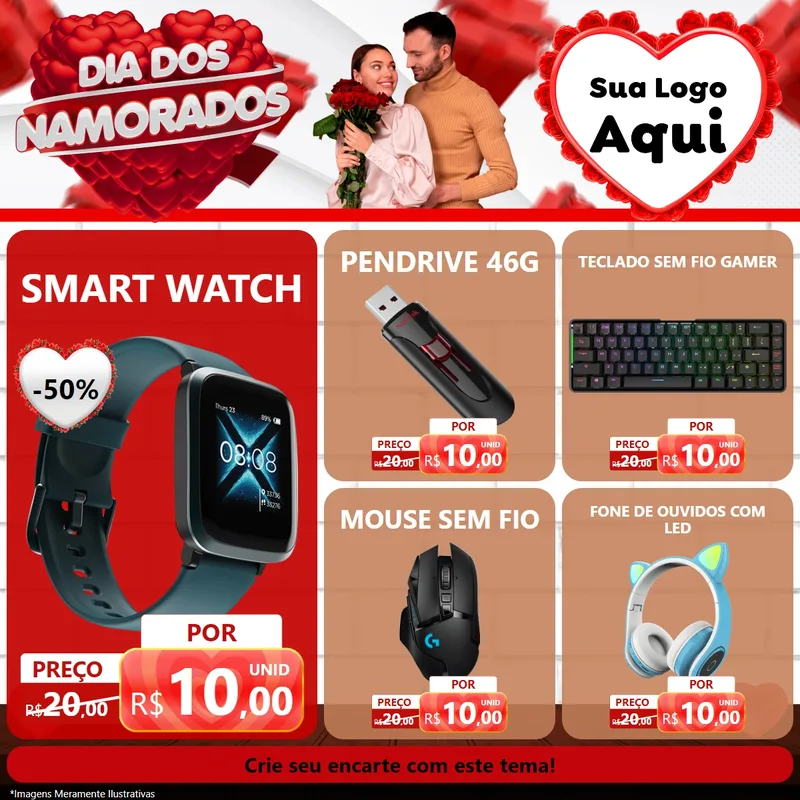 Modelo de Rede Social para Feed Facebook com o tema Dia dos Namorados para Informática