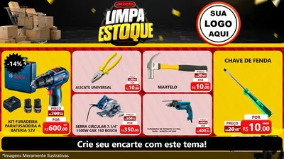 Modelo de TV para TV Horizontal com o tema Operação Limpa Estoque para Maquinas e Ferramentas