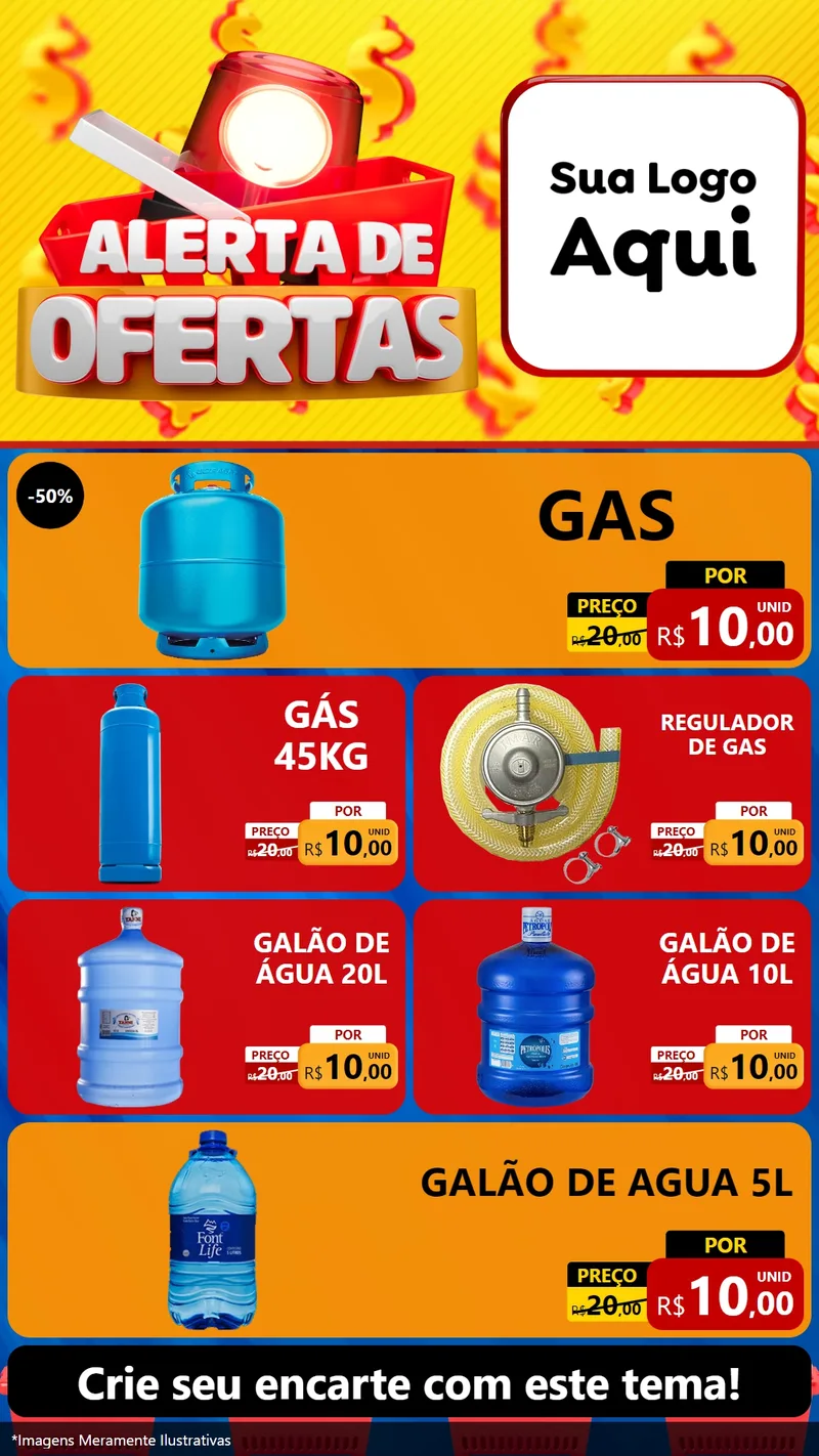 Modelo de TV para TV Vertical com o tema Alerta de Ofertas para Água e gás