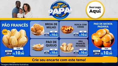 Modelo de TV para TV Horizontal com o tema Ofertas Imperdíveis Mês Do Papai para Padaria
