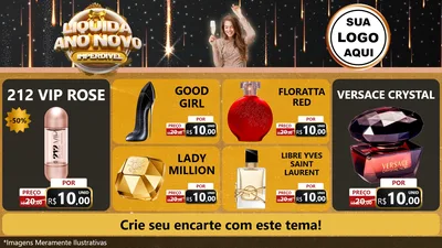 Modelo de TV para TV Horizontal com o tema Liquida Ano Novo Imperdível para Perfumes