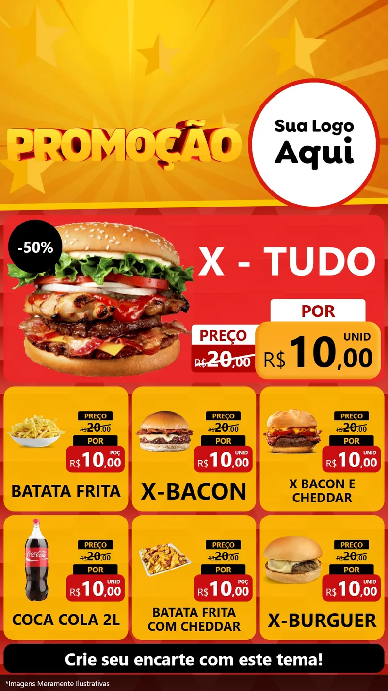 Modelo de Rede Social para Stories com o tema Promoção para Hamburgueria