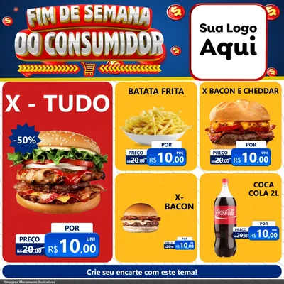 Modelo de Rede Social para Feed Facebook com o tema Fim de Semana do Consumidor para Hamburgueria
