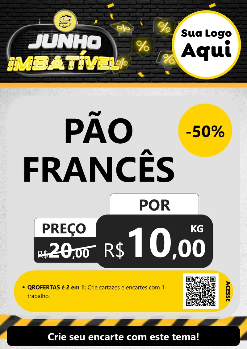 Modelo de Cartaz para Cartaz A4 Vertical com o tema Junho Imbatível para Padaria