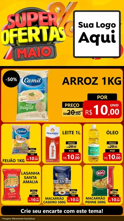 Modelo de Rede Social para Stories com o tema Super Ofertas Maio para Supermercado