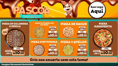 Modelo de TV para TV Horizontal com o tema Páscoa Fantástica para Pizzaria