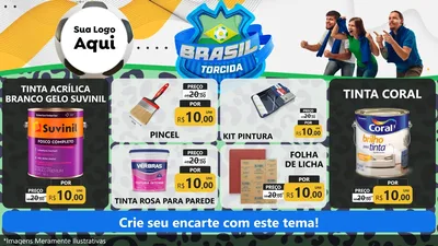 Modelo de TV para TV Horizontal com o tema Brasil Torcida - Copa para Tintas e Ferramentas
