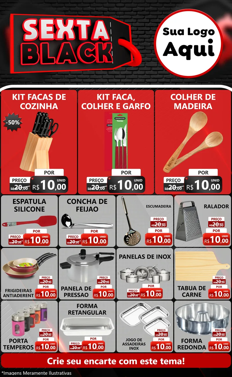 Modelo de Encarte para Encarte Grande com o tema Sexta Black para Utilidades Domésticas