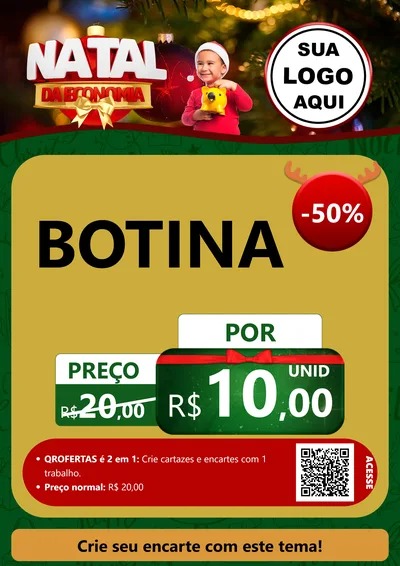 Modelo de Cartaz para Cartaz A4 Vertical com o tema Natal da Economia para Agropecuária