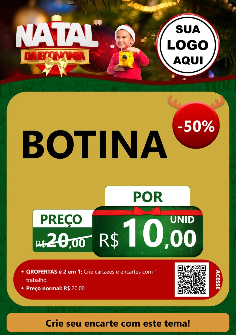 Modelo de Cartaz para Cartaz A4 Vertical com o tema Natal da Economia para Agropecuária