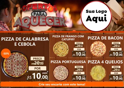 Modelo de Encarte para Encarte A4 Horizontal com o tema Ofertas Para Aquecer para Pizzaria
