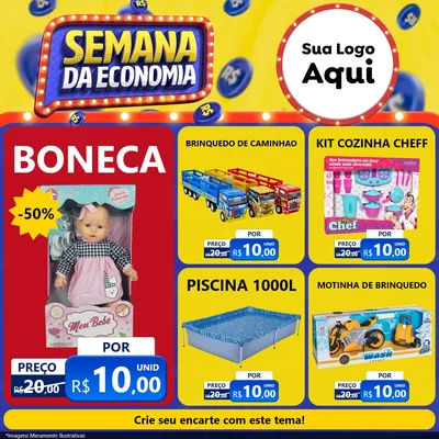 Modelo de Rede Social para Feed Facebook com o tema Semana da Economia para Brinquedos