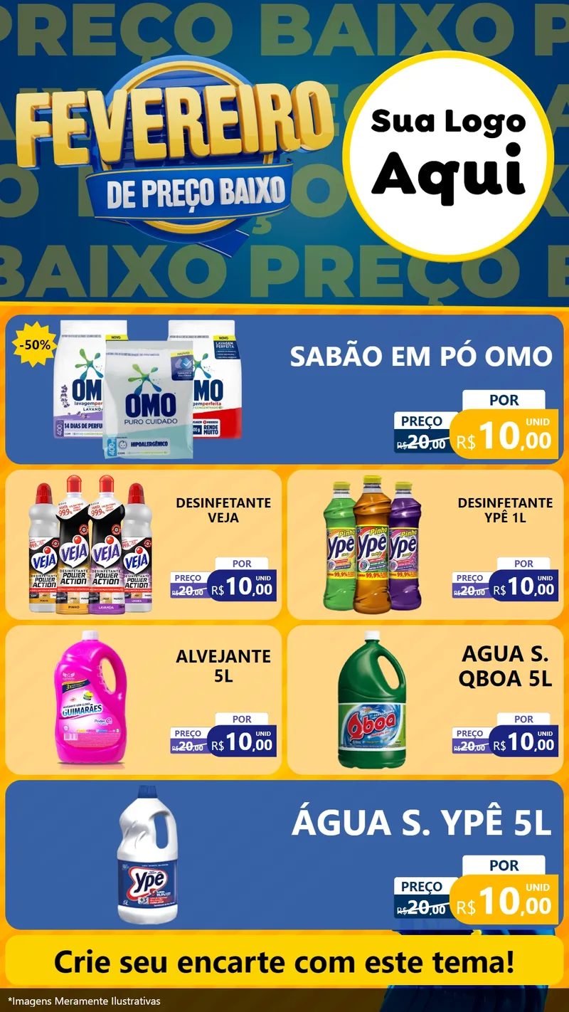 Modelo de TV para TV Vertical com o tema Fevereiro de Preço Baixo para Produtos de Limpeza