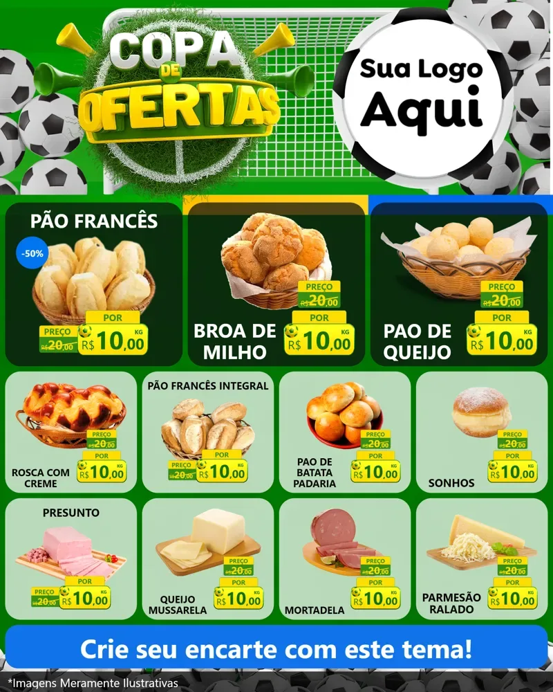 Modelo de Rede Social para Feed Instagram com o tema Copa De Ofertas para Padaria