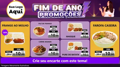 Modelo de TV para TV Horizontal com o tema Fim de Ano Promoções para Restaurante