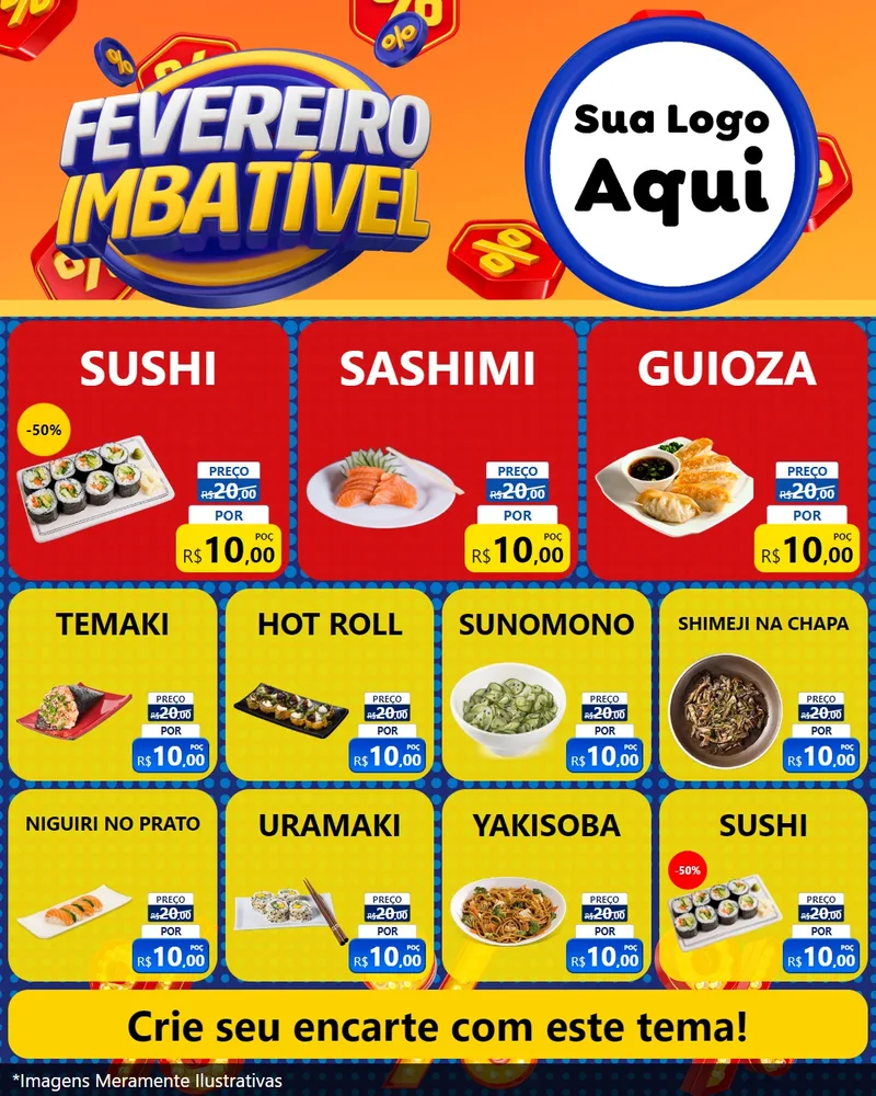 Modelo de Rede Social para Feed Instagram com o tema Fevereiro Imbatível para Comida japonesa