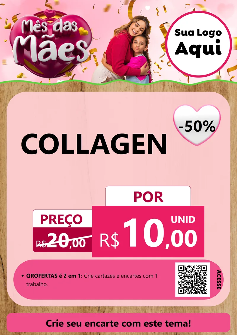 Modelo de Cartaz para Cartaz A4 Vertical com o tema Mês das Mães para Suplementos alimentares