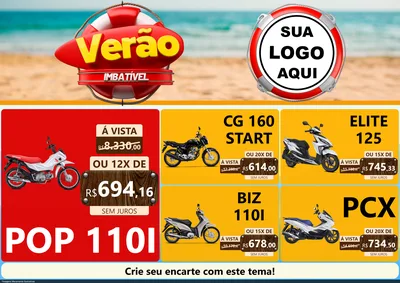 Modelo de Encarte para Encarte A4 Horizontal com o tema Verão Imbatível para Concessionaria de Motos