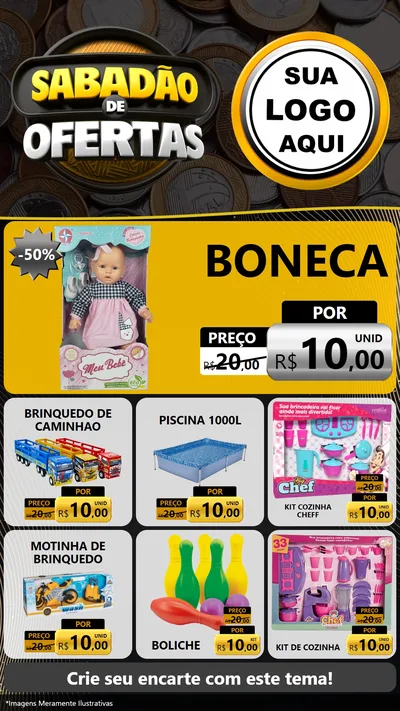 Modelo de Rede Social para Stories com o tema Sabadão de Ofertas para Brinquedos